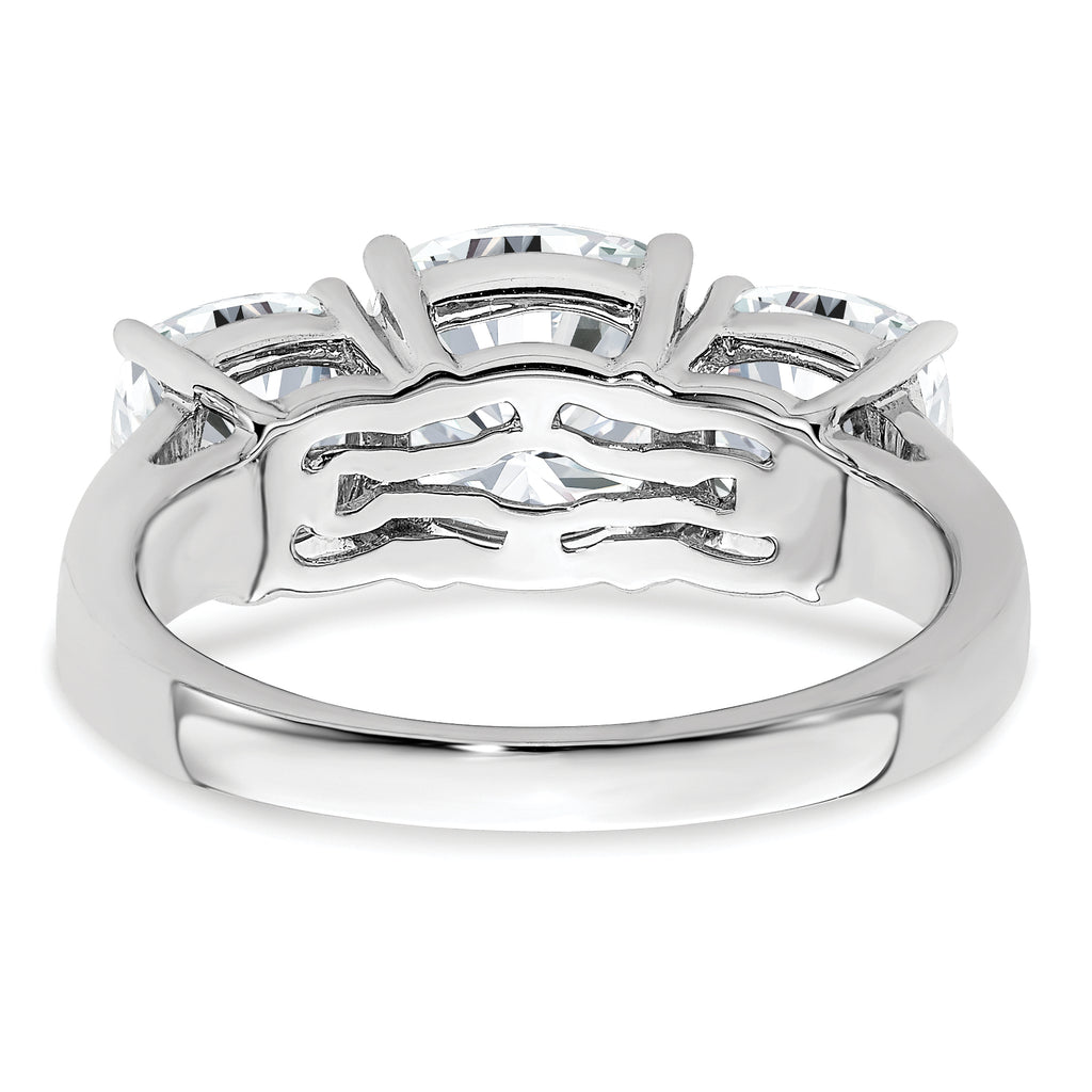 14k White Gold 3 3/4 carat Certified Lab Grown Diamond VS+ F+ Cushion Complete Three Stone Engagement Ring