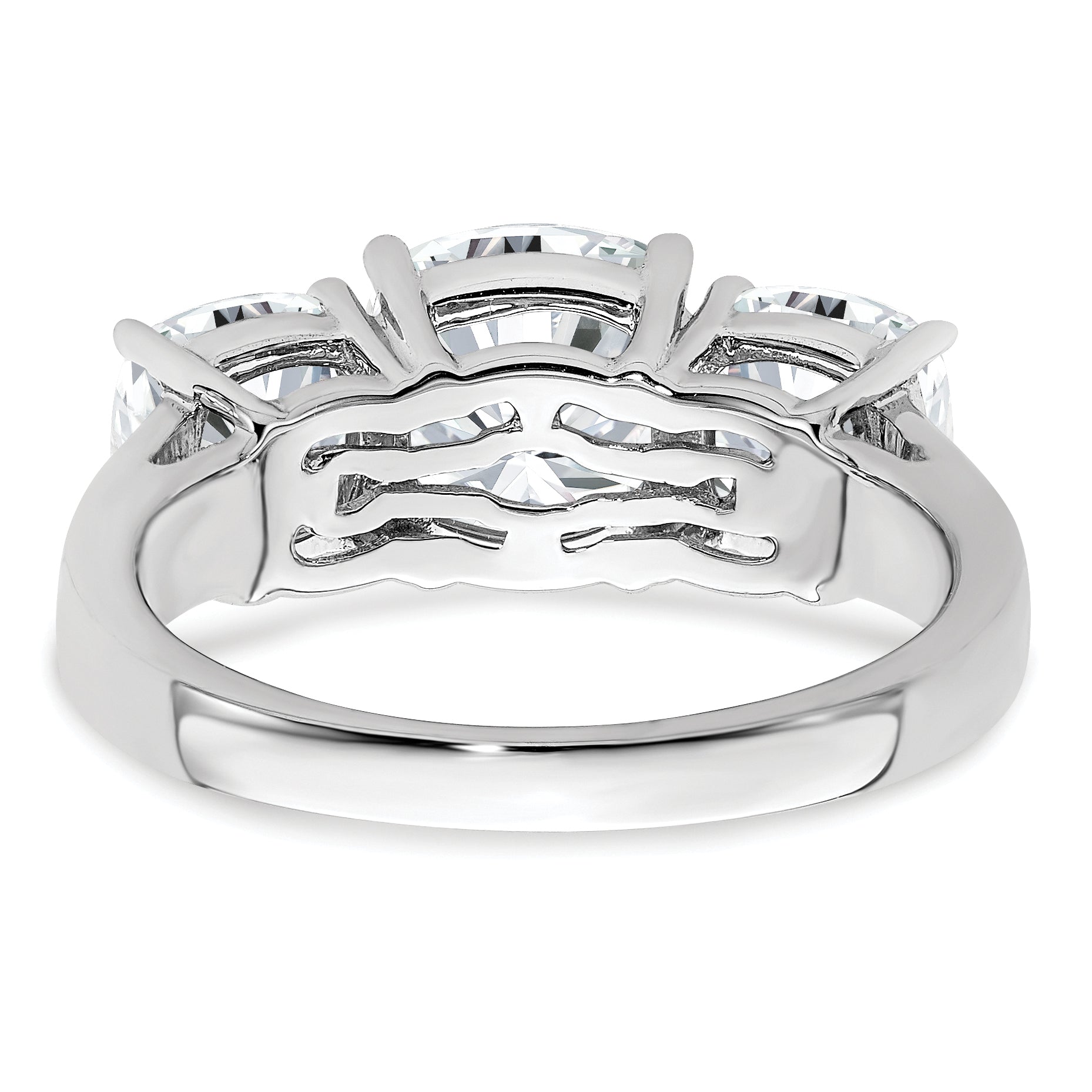 14k White Gold 3 3/4 carat Certified Lab Grown Diamond VS+ F+ Cushion Complete Three Stone Engagement Ring