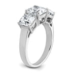 14k White Gold 3 3/4 carat Certified Lab Grown Diamond VS+ F+ Cushion Complete Three Stone Engagement Ring