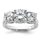 14k White Gold 3 3/4 carat Certified Lab Grown Diamond VS+ F+ Cushion Complete Three Stone Engagement Ring