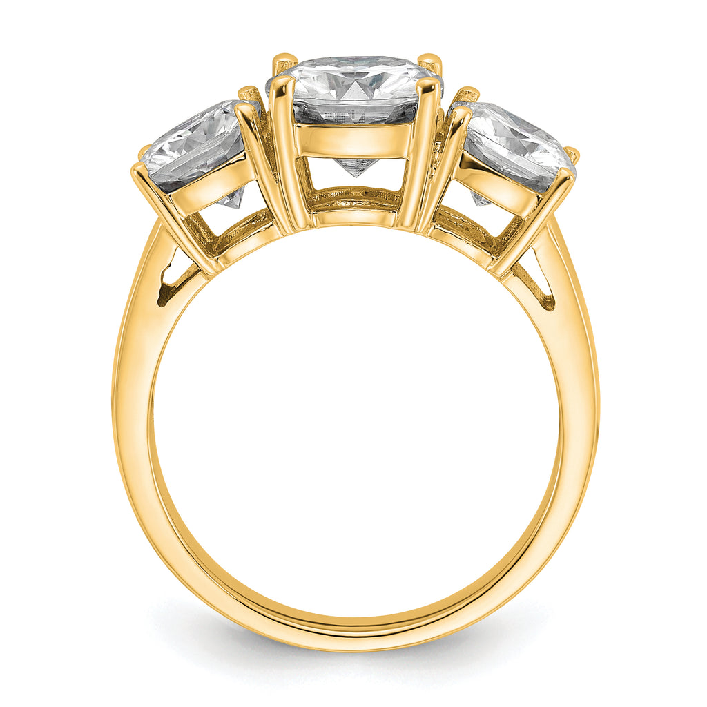 14k 3 3/4 carat Certified Lab Grown Diamond VS+ F+ Cushion Complete Three Stone Engagement Ring