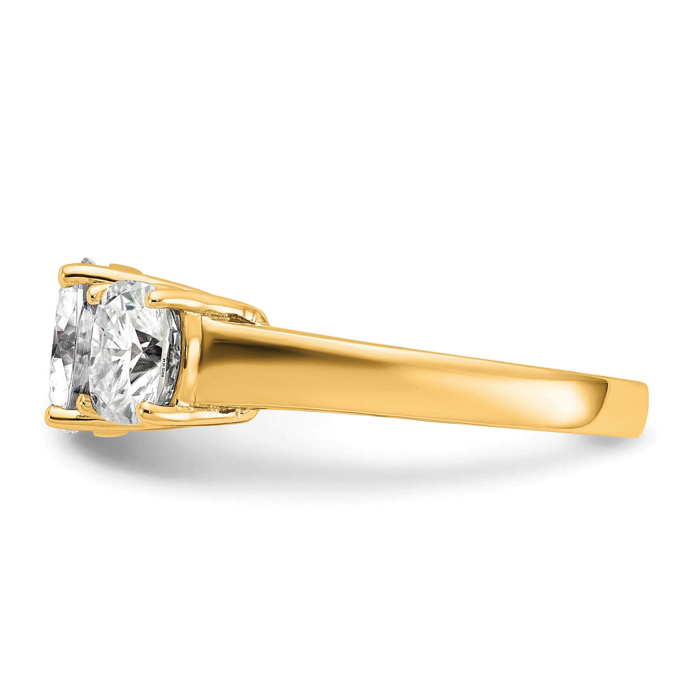 14k 3 3/4 carat Certified Lab Grown Diamond VS+ F+ Cushion Complete Three Stone Engagement Ring