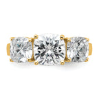14k 3 3/4 carat Certified Lab Grown Diamond VS+ F+ Cushion Complete Three Stone Engagement Ring