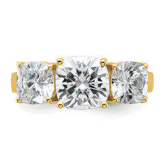 14k 3 3/4 carat Certified Lab Grown Diamond VS+ F+ Cushion Complete Three Stone Engagement Ring