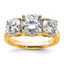 14k 3 3/4 carat Certified Lab Grown Diamond VS+ F+ Cushion Complete Three Stone Engagement Ring