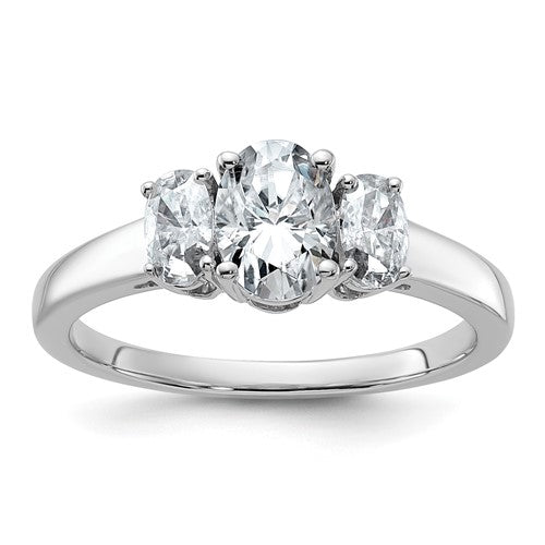 Oval Three-Stone Engagement Ring in 14K White Gold (1 1/3 ct. tw.), Size 7 - Sophia Jewelers