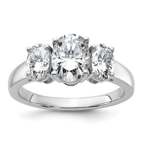 Oval Three-Stone Lab-Grown Diamond Engagement Ring in 14K White Gold (3 ct. tw.), Size 7 - Sophia Jewelers