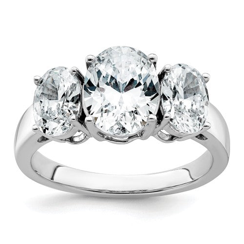 Oval Lab-Grown Diamond Three-Stone Engagement Ring in 14K White Gold (3 5/8 ct. tw.), Size 7 - Sophia Jewelers
