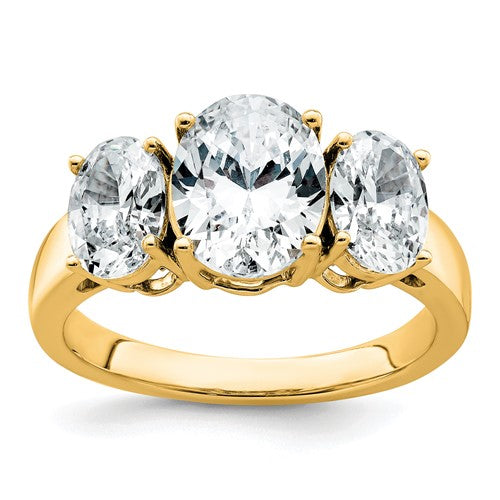 Oval Three-Stone Lab-Grown Diamond Engagement Ring in 14K Yellow Gold (3 5/8 ct. tw.), Size 7 - Sophia Jewelers