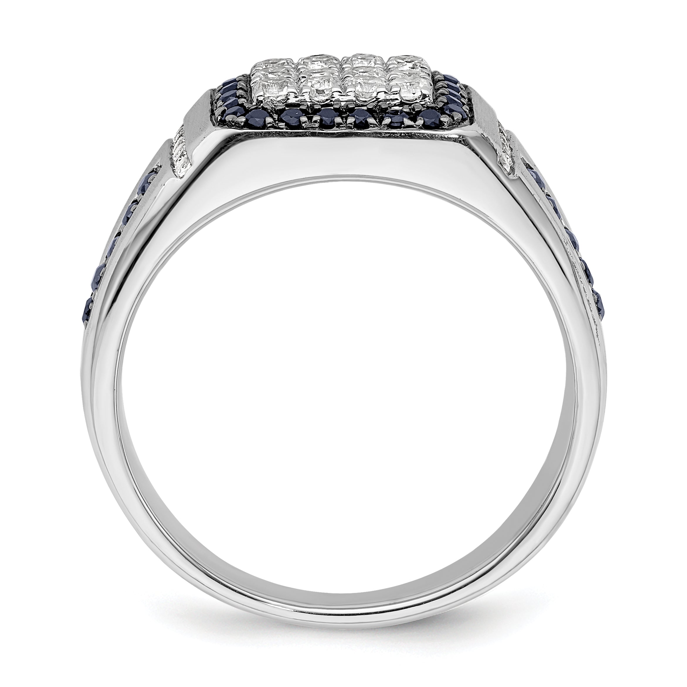 10k White Gold 3/8 carat Lab Grown Diamond VS/SI+ G+ and Lab Created Blue Sapphire Men's Ring Secondary image