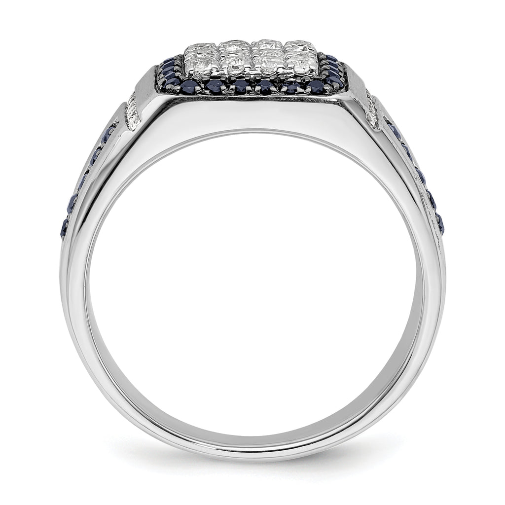 10k White Gold 3/8 carat Lab Grown Diamond VS/SI+ G+ and Lab Created Blue Sapphire Men's Ring