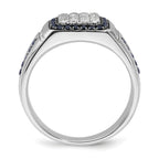 10k White Gold 3/8 carat Lab Grown Diamond VS/SI+ G+ and Lab Created Blue Sapphire Men's Ring
