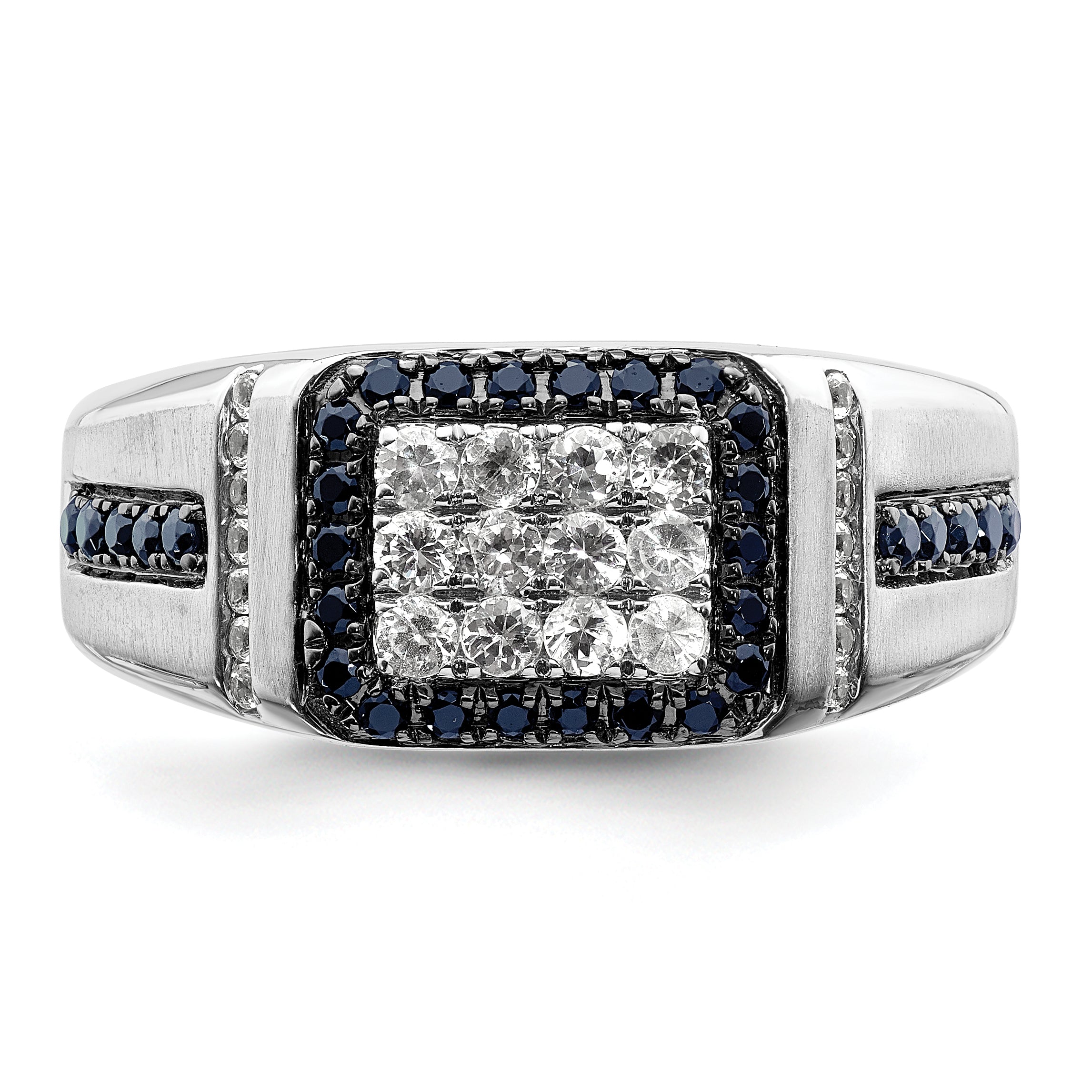 10k White Gold 3/8 carat Lab Grown Diamond VS/SI+ G+ and Lab Created Blue Sapphire Men's Ring