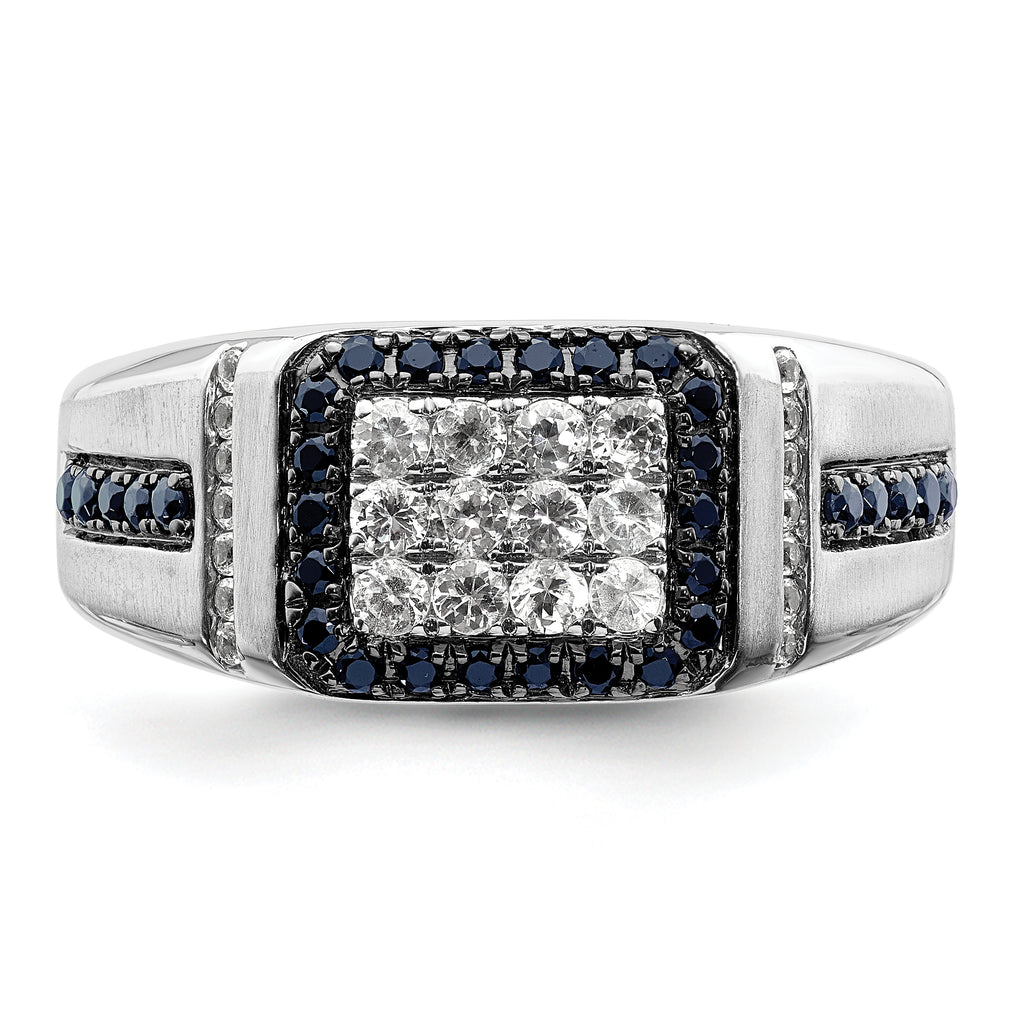 10k White Gold 3/8 carat Lab Grown Diamond VS/SI+ G+ and Lab Created Blue Sapphire Men's Ring