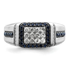 10k White Gold 3/8 carat Lab Grown Diamond VS/SI+ G+ and Lab Created Blue Sapphire Men's Ring