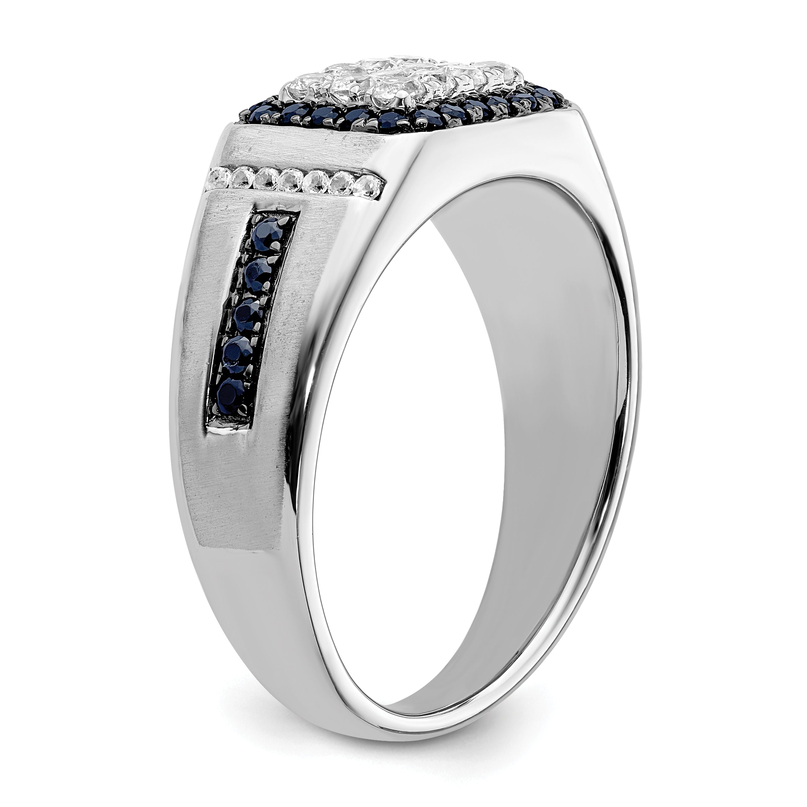 10k White Gold 3/8 carat Lab Grown Diamond VS/SI+ G+ and Lab Created Blue Sapphire Men's Ring