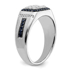 10k White Gold 3/8 carat Lab Grown Diamond VS/SI+ G+ and Lab Created Blue Sapphire Men's Ring