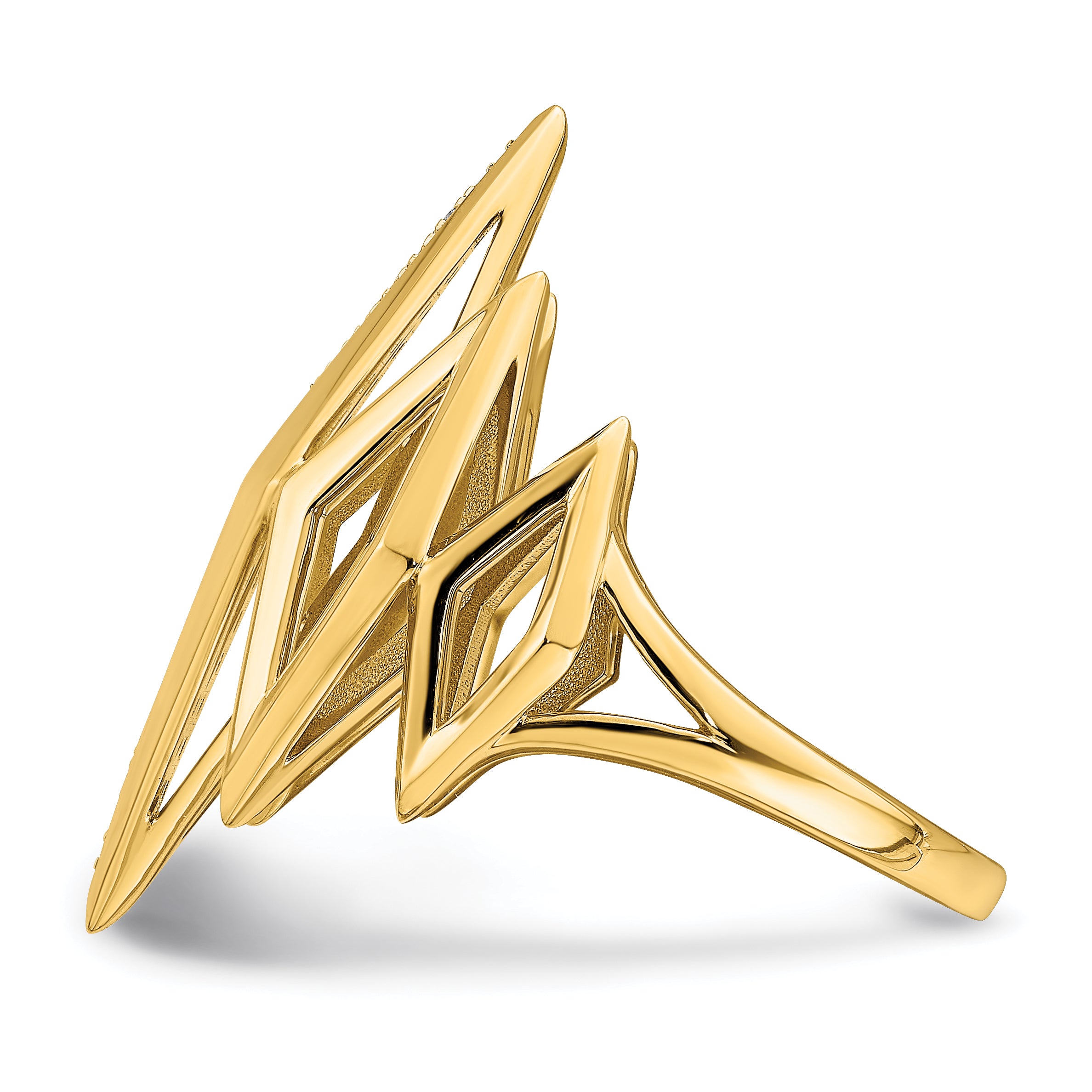 14k Polished Fancy Geometric Diamond Ring