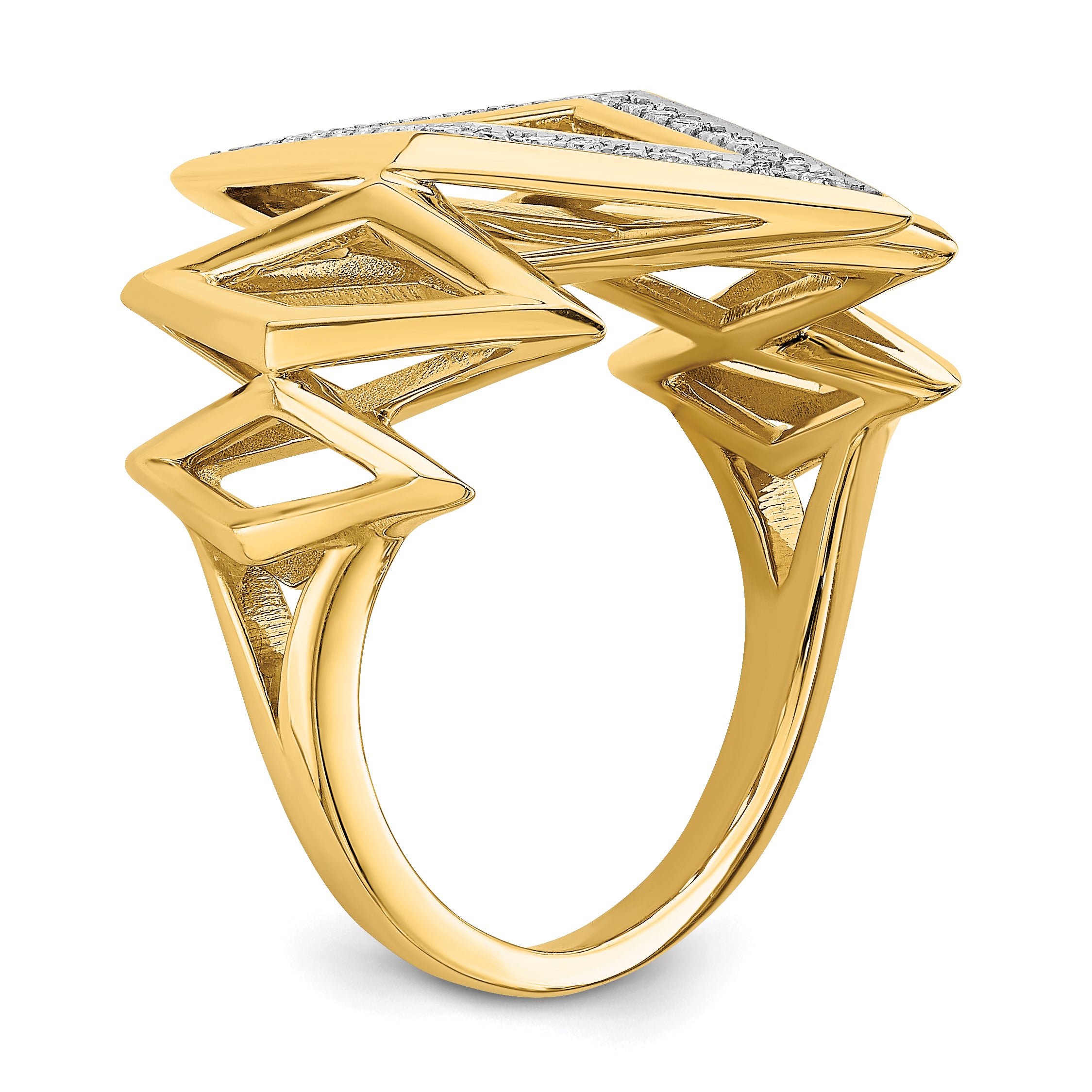 14k Polished Fancy Geometric Diamond Ring