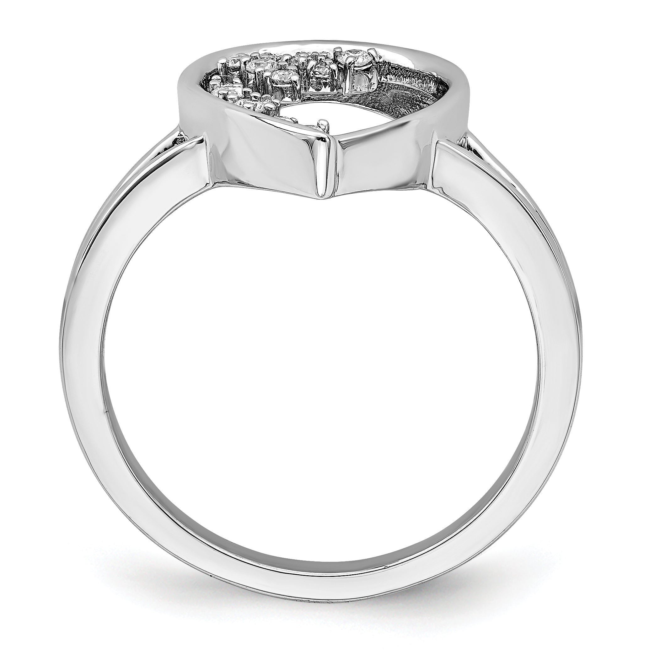 14k White Gold Polished Teardrop Diamond Ring