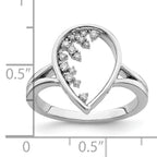 14k White Gold Polished Teardrop Diamond Ring