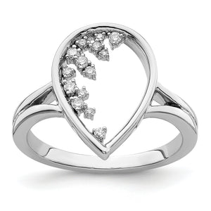 14k White Gold Polished Teardrop Diamond Ring
