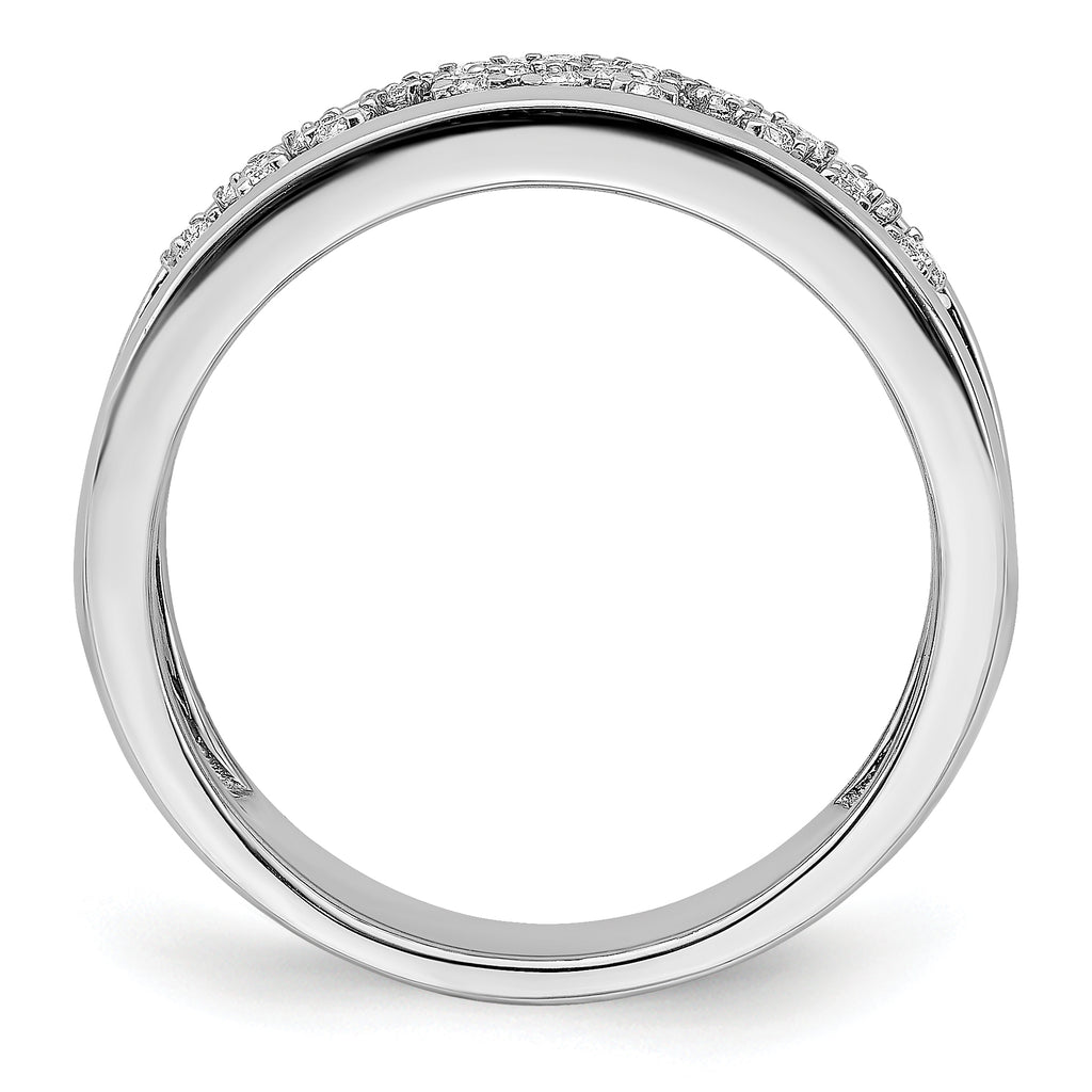 14k White Gold Polished Fancy Diamond Band