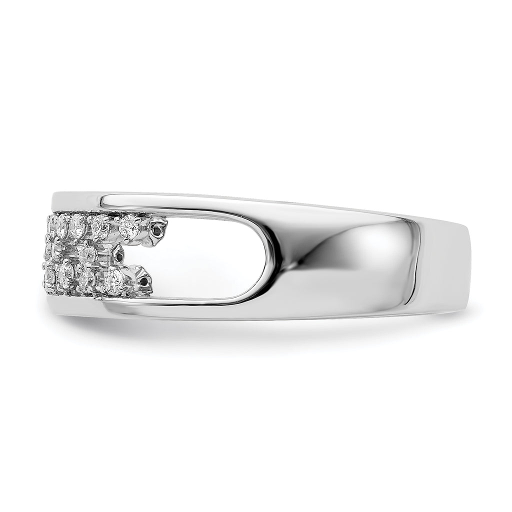 14k White Gold Polished Fancy Diamond Band
