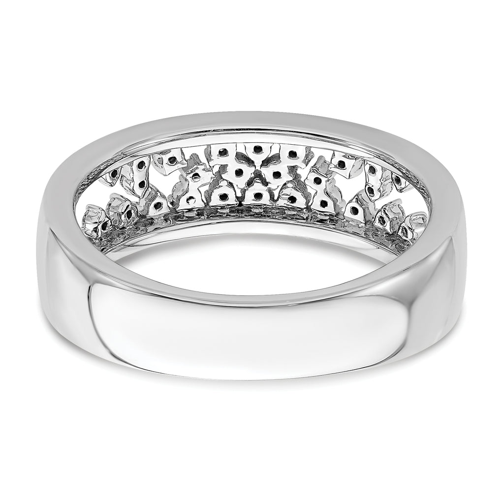 14k White Gold Polished Fancy Diamond Band