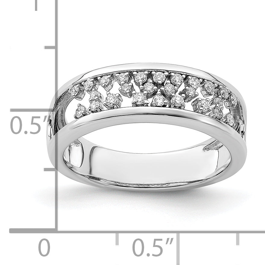 14k White Gold Polished Fancy Diamond Band
