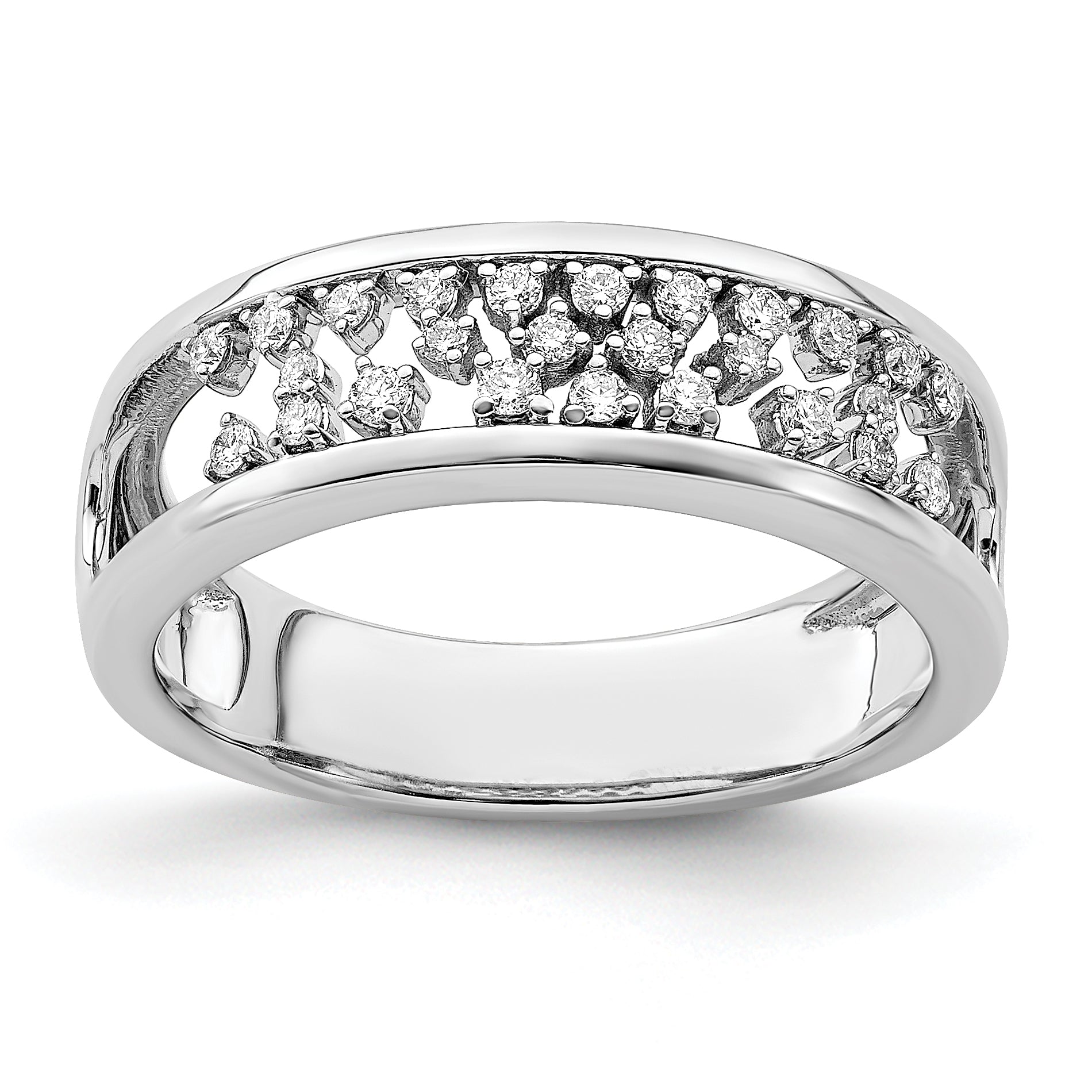 14k White Gold Polished Fancy Diamond Band Main image