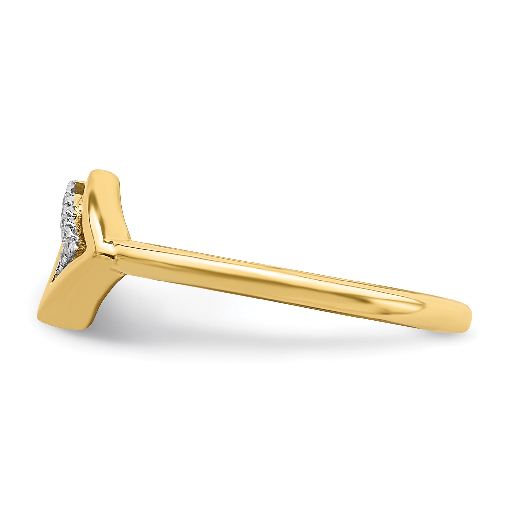 14k Polished Double Triangle Diamond Ring