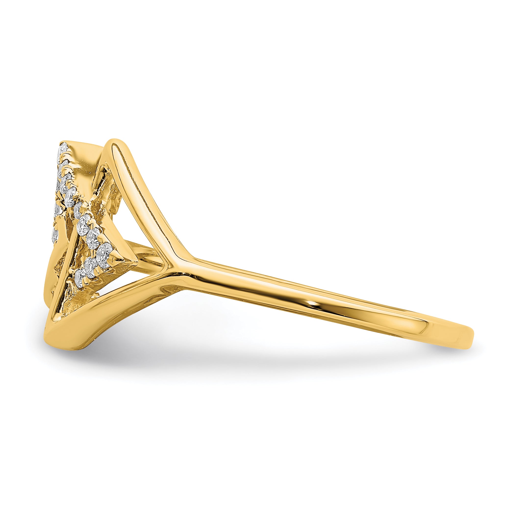 14k Polished Triple Triangle Diamond Ring