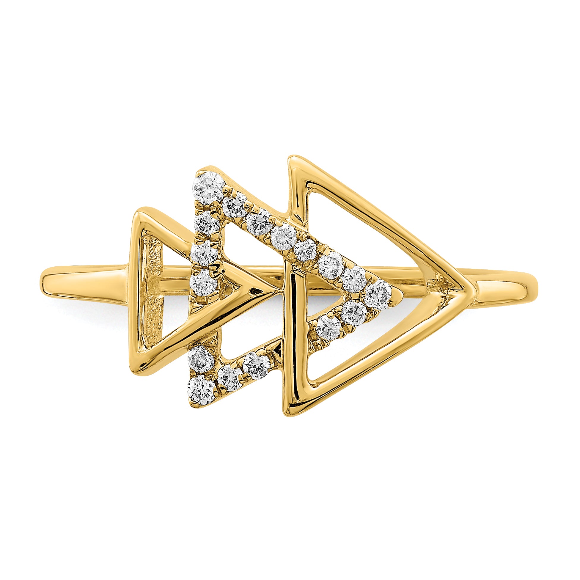 14k Polished Triple Triangle Diamond Ring