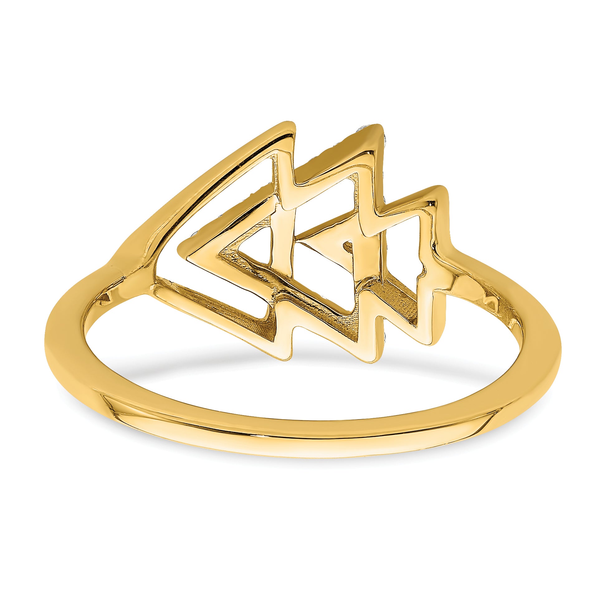 14k Polished Triple Triangle Diamond Ring