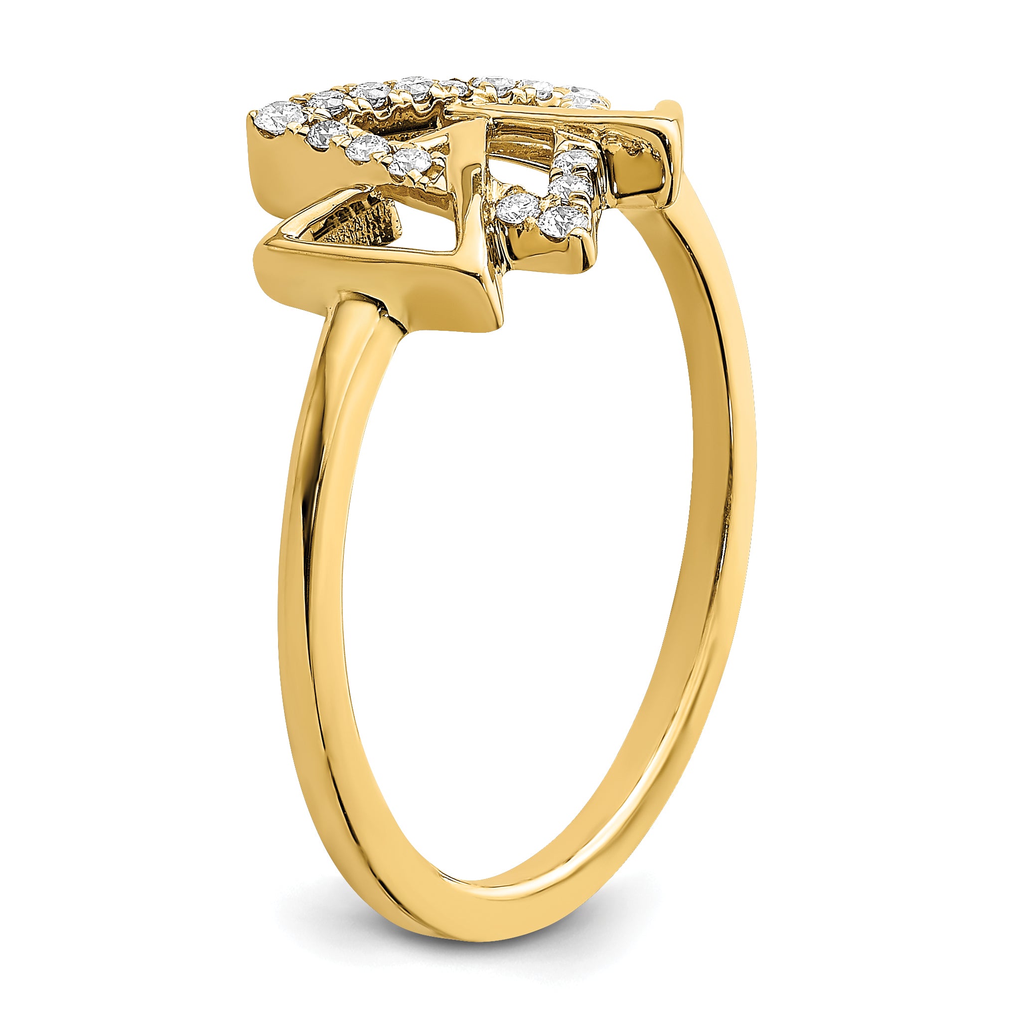 14k Polished Triple Triangle Diamond Ring