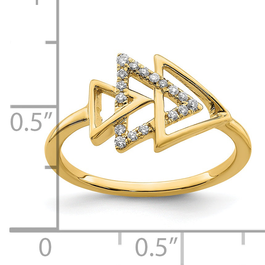 14k Polished Triple Triangle Diamond Ring