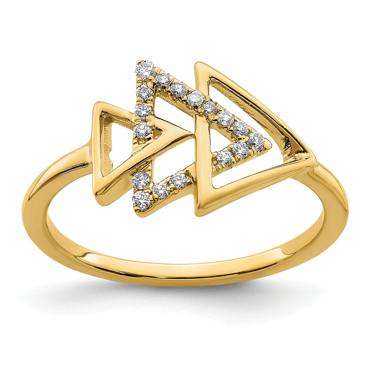 14k Polished Triple Triangle Diamond Ring