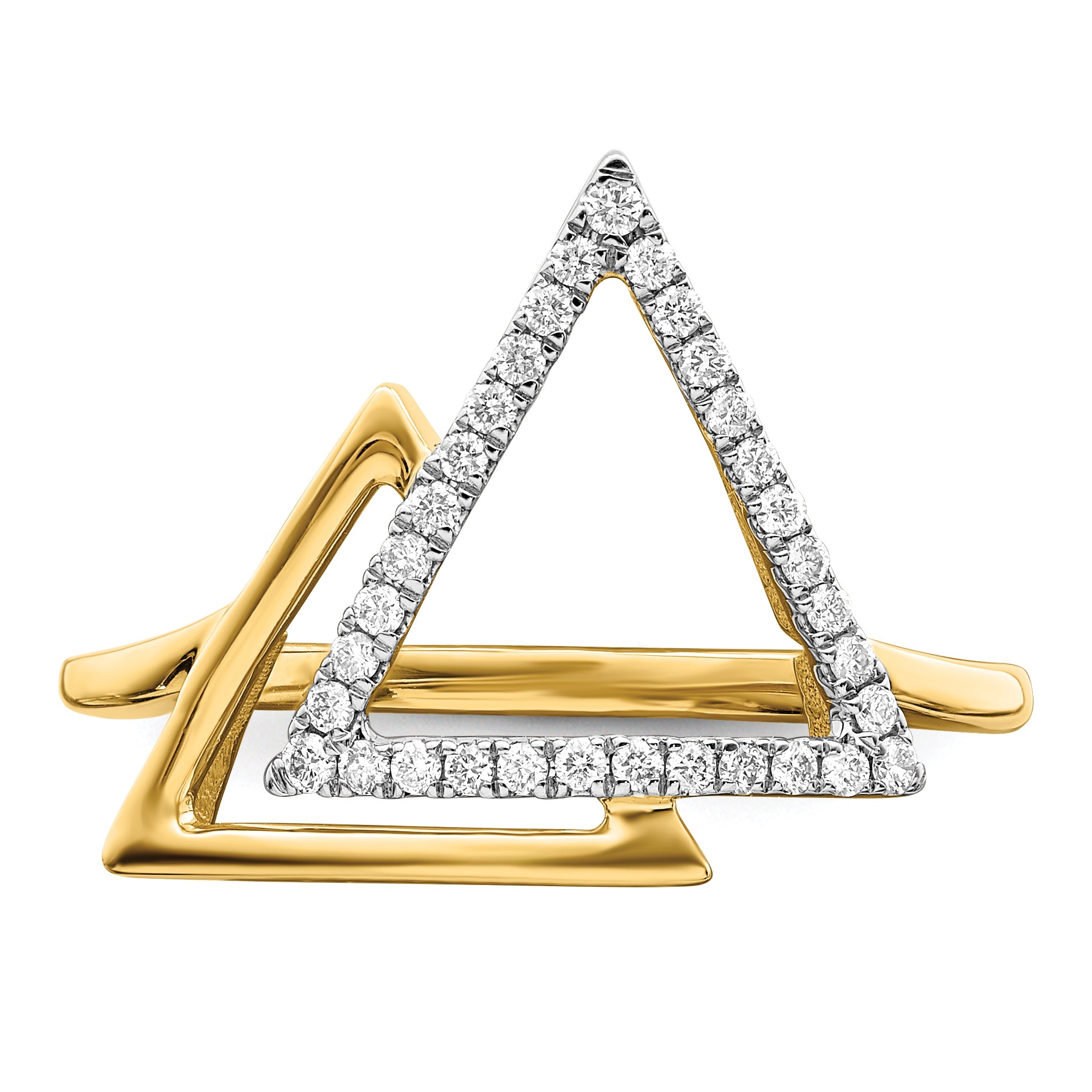 14k Polished Double Triangle Diamond Ring