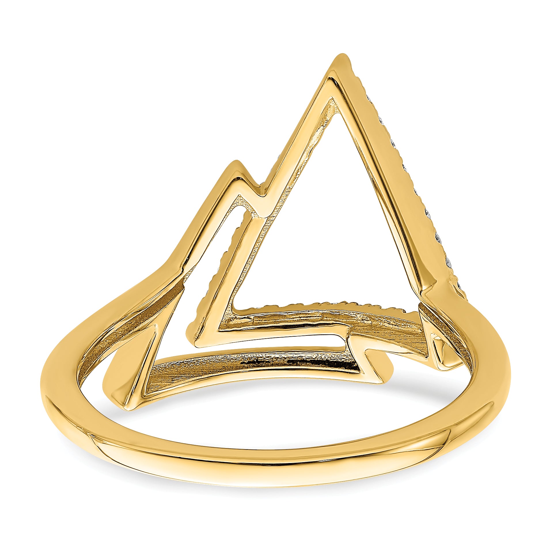 14k Polished Double Triangle Diamond Ring