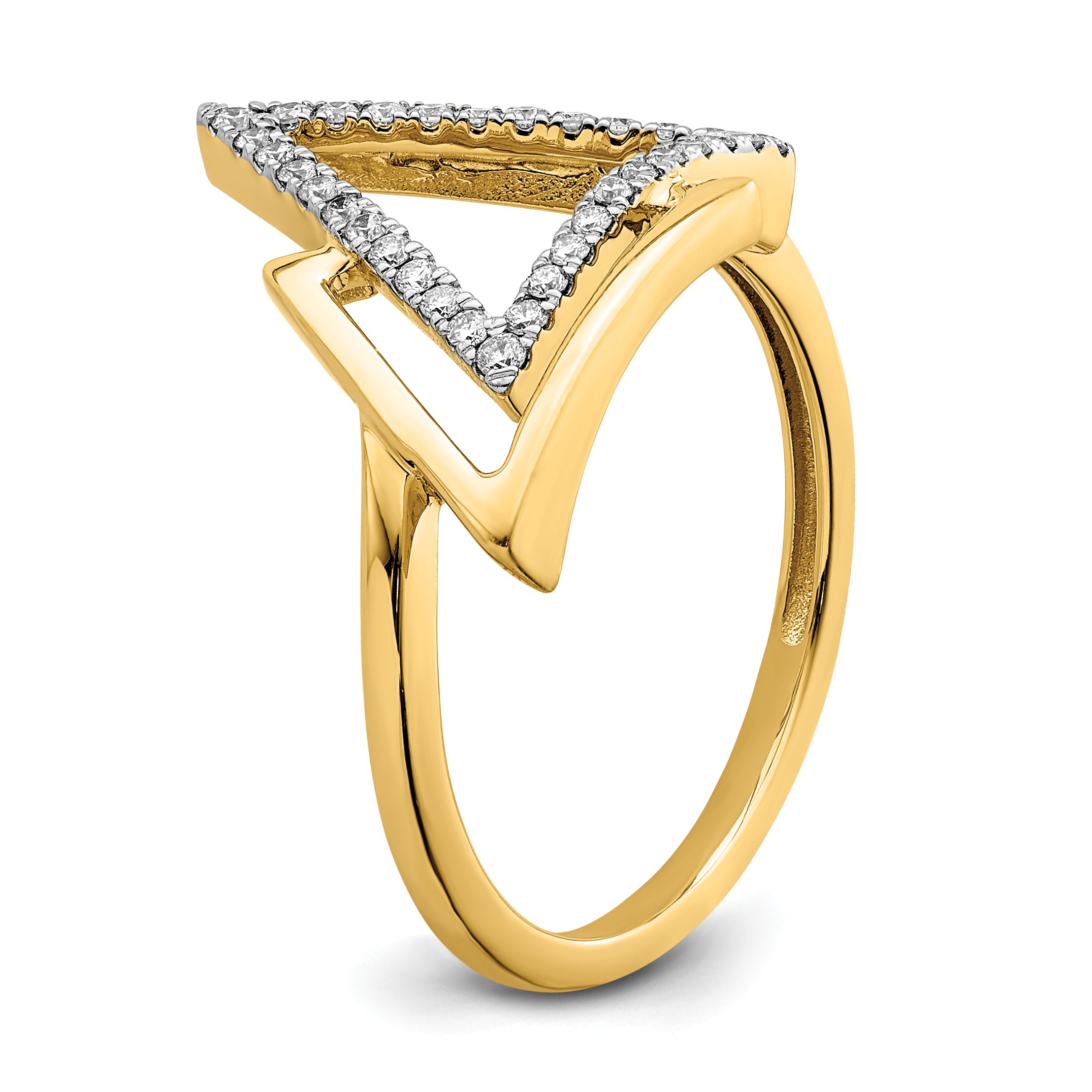 14k Polished Double Triangle Diamond Ring