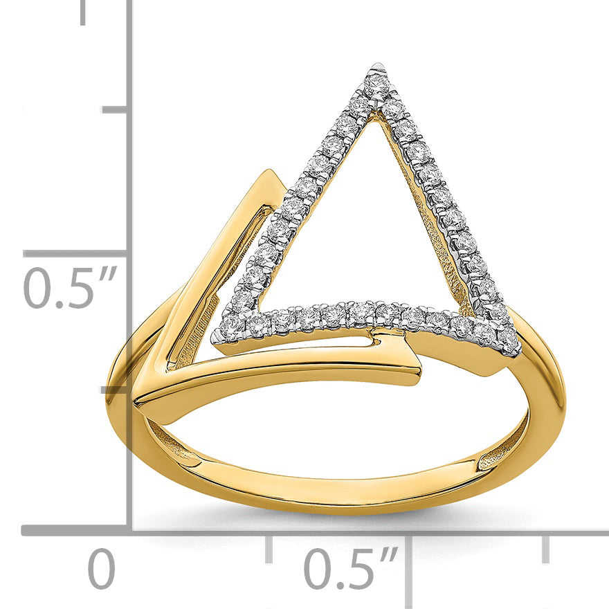 14k Polished Double Triangle Diamond Ring