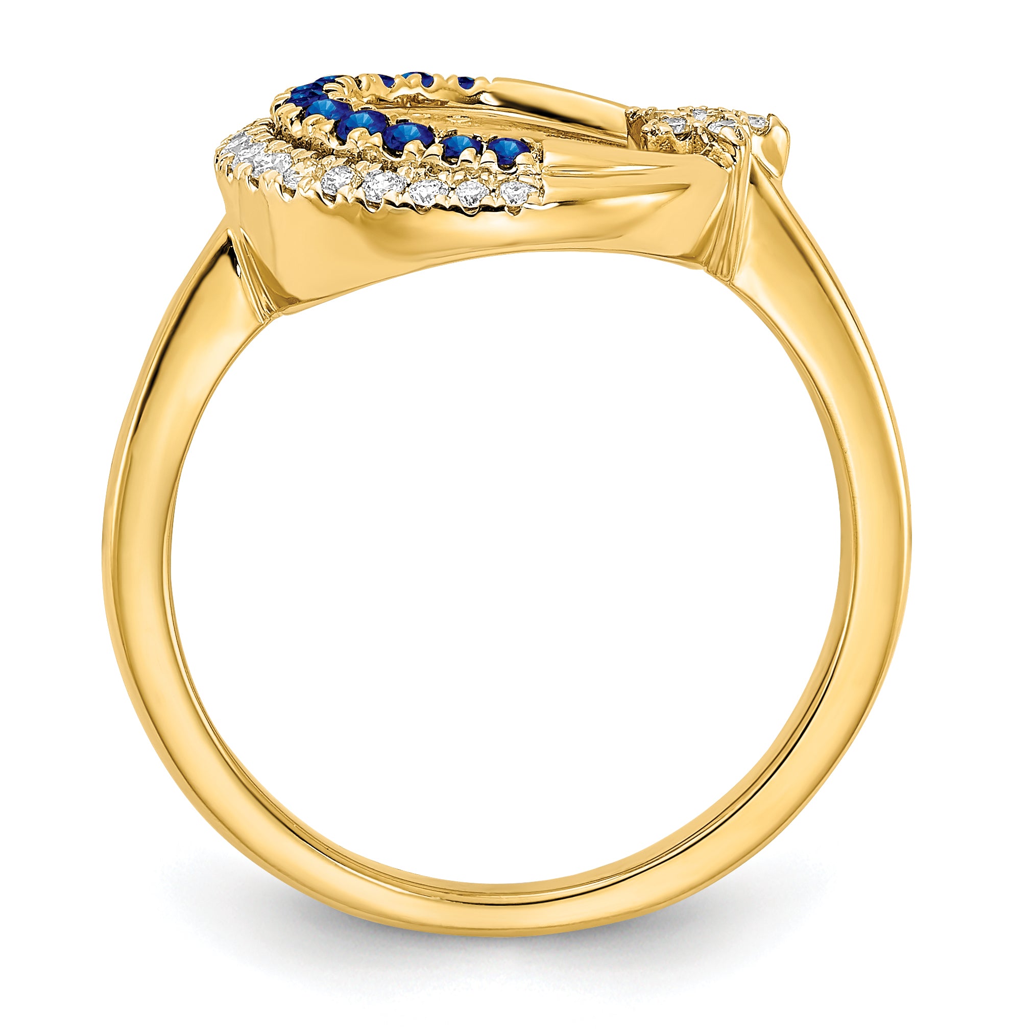 14k Polished Sapphire and Diamond Moon w/Star Ring Secondary image