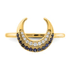 14k Polished Sapphire and Diamond Moon Ring