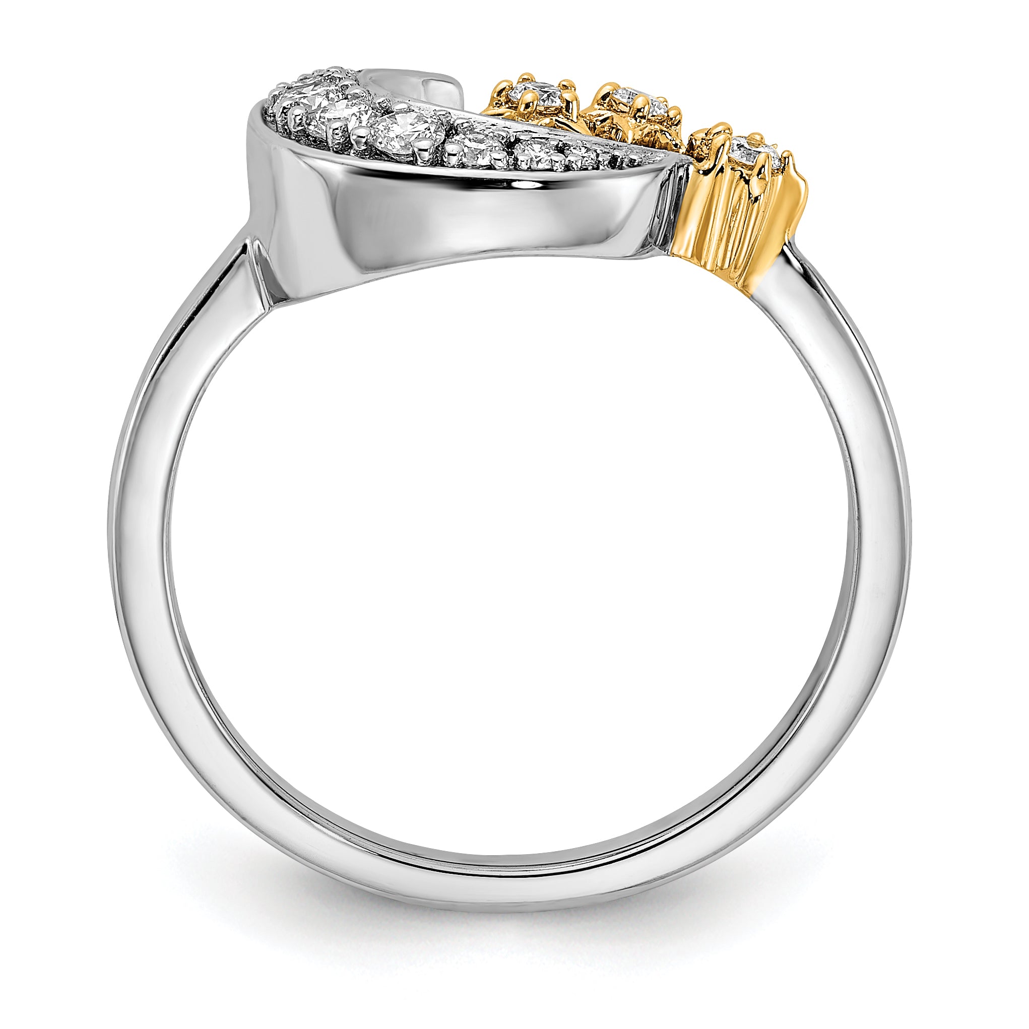 14k Two-tone Diamond Moon w/3-Stars Ring Secondary image
