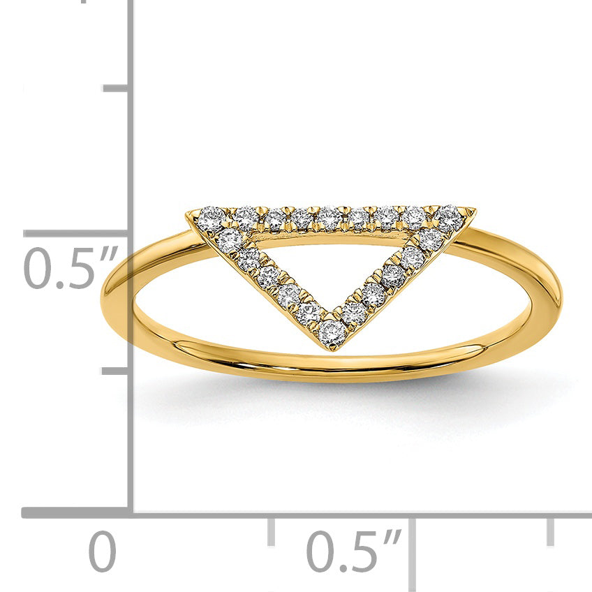 14k Polished Diamond Triangle Ring
