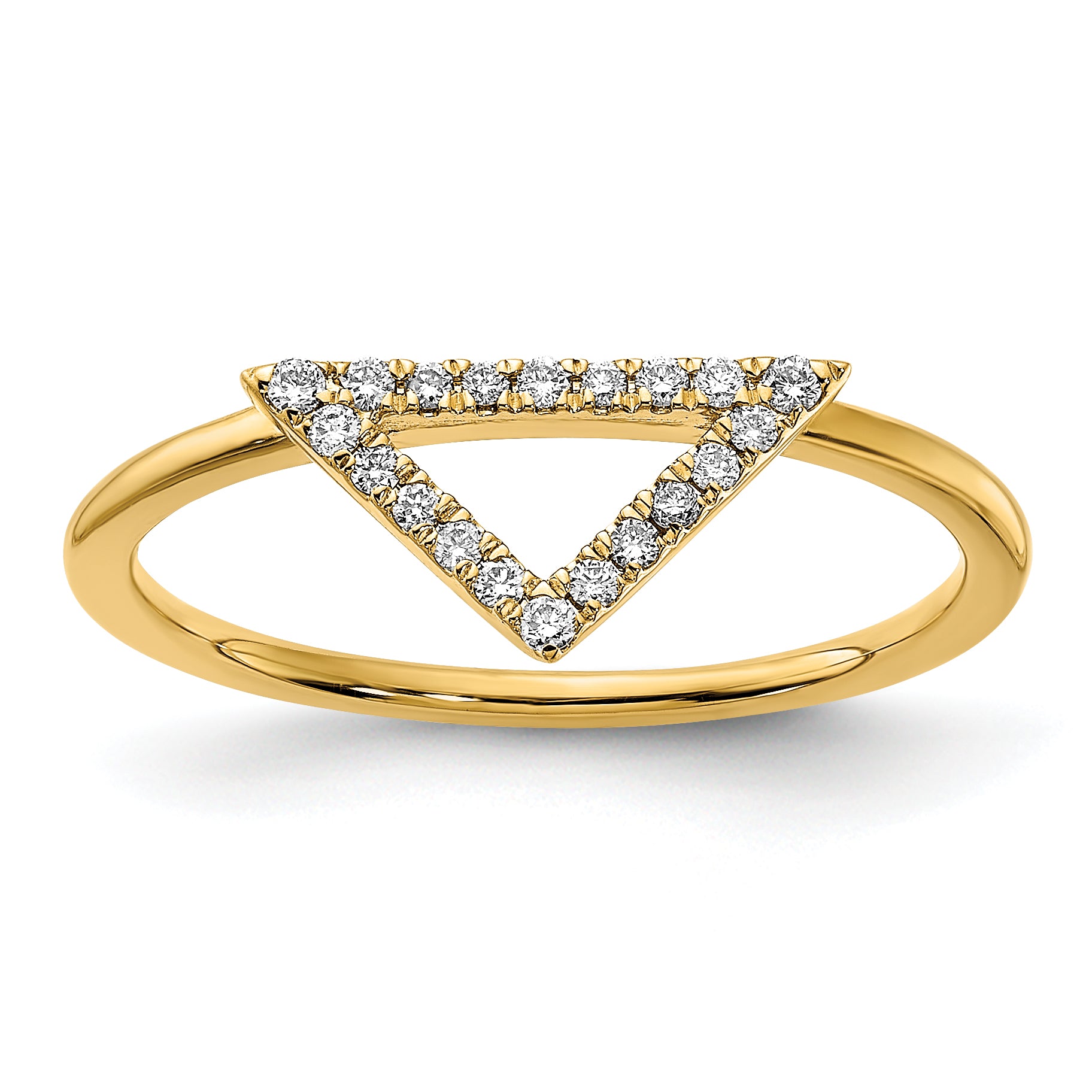 14k Polished Diamond Triangle Ring