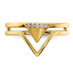 14k Satin and Polished Diamond Double Triangle Ring