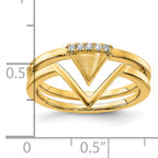 14k Satin and Polished Diamond Double Triangle Ring