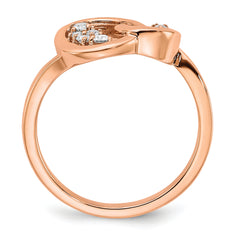 14k Rose Gold Polished Diamond Double Circle Ring